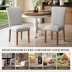 COLAMY Parsons Dining Chairs Set of 6, Upholstered Fabric Dining Room Kitchen Chair with Nailhead Trim and Wood Legs - Light Grey