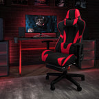 Flash Furniture Red Gaming Desk and Red/Black Footrest Reclining Gaming Chair Set with Cup Holder and Headphone Hook