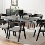Chogori Wooden Dining Chairs, Modern Dining Room Chairs with Arms and Upholstered Seat, Farmhouse Style Chairs for Kitchen, Dining Room, Living Room (Black, Set of 4)