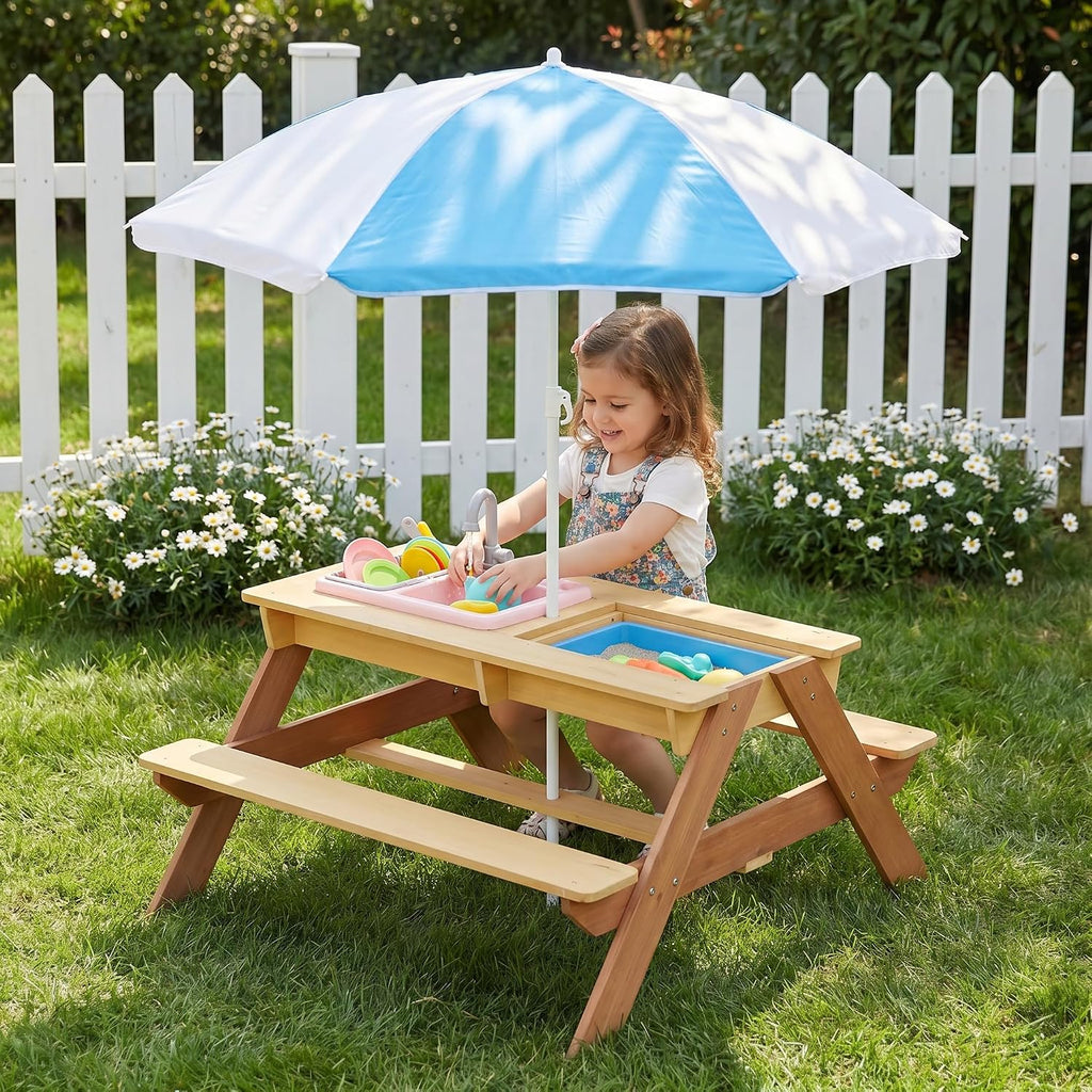 Natural Wood Kids Patio Chair, Non-Toxic Water-Based Paint Playroom Chair, Easy Assembly Anti-Tipping Chair for Ages 3-10,A4