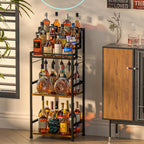 5-Tier Trapezoidal Liquor Cabinet Bar for Home, Stepped Wine Rack Freestanding Floor, Corner Syrup & Whiskey Stand, Large-Capacity Alcohol Bottle Storage Display Shelf Living Room, Patent Pending