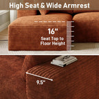 Cloud Sectional Couch Modular Sectional Sofa, 96" Comfy Fluffy Orange L Shaped Boneless Couches for Living Room, Deep Seat Plush Corduroy Memory Foam Couch with Left Facing Chaise Sofa