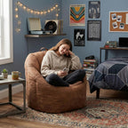 Big Joe Milano Bean Bag Chair for Kids, Teens, Adults, Chestnut Vegan Suede, Lightweight Seat for Reading Nook and Gaming, 2.5 Foot Refillable