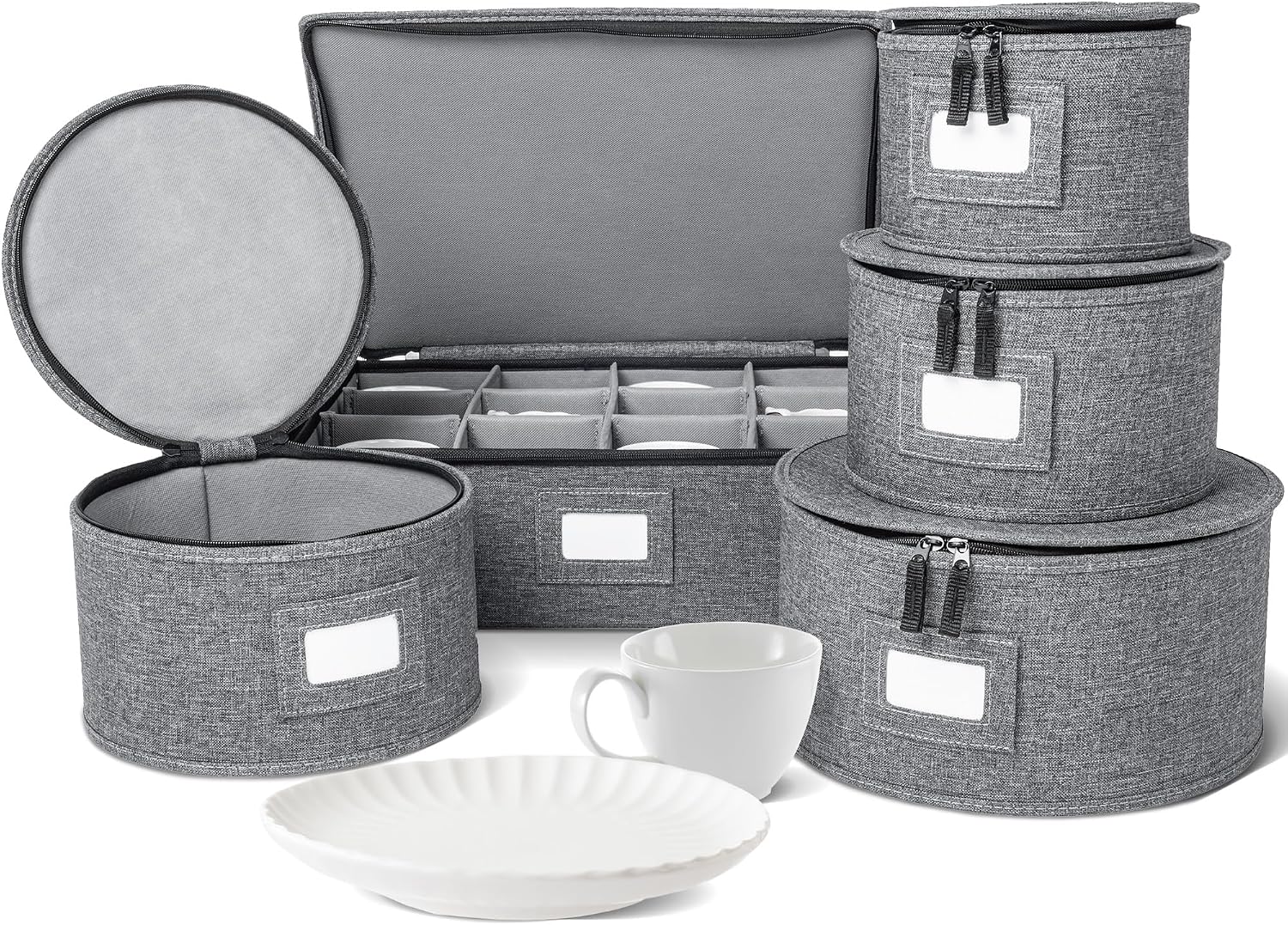 storageLAB China Storage Containers, Containers for Organizing, Hard Shell Case, Felt Plate Dividers, Moving Supplies, Storage Box, Wine, Dishes, Glasses Storage, Charger Plates Storage Containers