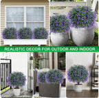 Artificial Lavender Topiary Ball Trees, 2 Set of UV Resistant Fake Evergreen Shrubs Bushes Plants with Ground Spike, Fake Plants for Outdoor Indoor Front Porch Garden