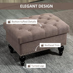 Versatile Upholstered Storage Ottoman with Tufted Lid and Nailhead Trim for Living Room, Bedroom or Entryway