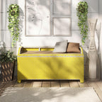 Greemotion Azur Beach Aluminum and All-Weather Wicker 41 in. Wide Storage Bench for Garden, Backyard, Patio, Pool Area, Porch, Yellow and White