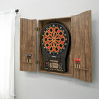 DMI Sports MI Sports Brown CricketPro Dartboard Cabinet | Designed for Arachnid 15.5” CricketPro 900, 800, 750, 650 Electronic Dartboards | Does Not Include Dartboard