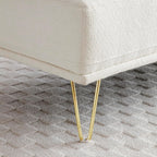 HRVEOCEI 56.3" Modern Ottoman Velvet Bench for Bedroom, Upholstered Entryway Footrest Window Bench with Backrest & Gold Metal Legs for Living Room (Beige)