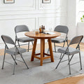 Simple Deluxe Dining Chairs Set of 4, Leather Cushion Foldable Modern Kitchen Side Chair with Padded Back& Metal Legs, Upholstered Dinner Seat Gift for Home/Living Room/Bedroom/Restaurant, Grey