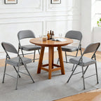 Simple Deluxe Dining Chairs Set of 4, Leather Cushion Foldable Modern Kitchen Side Chair with Padded Back& Metal Legs, Upholstered Dinner Seat Gift for Home/Living Room/Bedroom/Restaurant, Grey