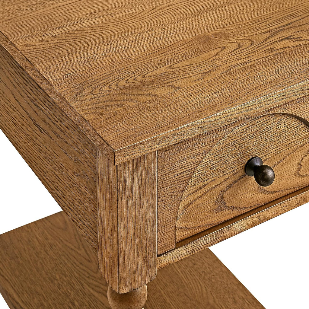 Pembroke 24” Deep Rectangular Chairside End Table with Drawer, Shelf & USB Charging Station, Narrow Accent Table or Nightstand with Levelers – Oil Rubbed Bronze Hardware | Prairie Oak