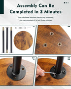 16 Inch Round Wood Walut End Table, Small Stable Side Table for Nightstand Living Room Bedroom Sofa Couch Corner, 2pcs