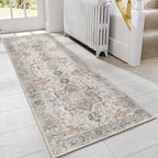 GENIMO Runner Rug 2x5 Non Slip Machine Washable Vintage Hallway Runner Kitchen Rug, Low Pile Lightweight Rugs for Entryway, Hallway, Kitchen and Corridor, Light Taupe Brown