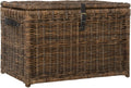happimess HPM9004A Michael Wicker Storage Trunk Collapsible for flat storage, Rattan-Sarang Buaya, Coastal for Office, Dorm Room, Bedroom, Dining Room, 35", Brown