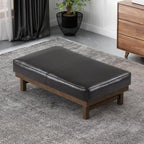Christopher Knight Home Hillman PU Ottoman with Wood Frame,Rectangular Upholstered Footrest Bench,Non Storage Faux Leather Ottoman Bench for Living Room Bedroom Entryway Home Decor,Brown