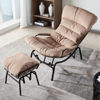 ovios Glider Rocking Chair with Ottoman, Mid-Century Modern Recliner Chair with Footrest, Comfy Gliding Rocker Lazy Accent Armchair for Living Room Bedroom, Cloud Flannel Velvet, Beige