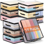 10Pcs Clear Storage Bags With Zippers and 3 Handles, 21L Plastic Clothes Blanket Storage Bags and Under Bed Storage Organizers for Sheets Bedding Comforter Linen Sweaters Toys, 15.7x13.8x5.9In