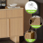 Farmhouse Sideboard Buffet Cabinet with Storage,47" Large Credenza with 3 Reinforced Doors & 3 Drawers,Adjustable Shelves Console Table,Wood Kitchen Coffee Bar for Dining Room,Living Room,Light Oak