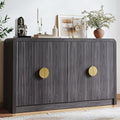 Decofy 55" Buffet Sideboard Cabinet, Modern Mid Century Console Cabinet with Adjustable Shelves & Wavy Grain Doors for Kitchen Cabinets, Living Room, Entryway, Coffee Bar Cabinet (Black Walnut)