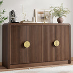 Decofy 55" Buffet Sideboard Cabinet, Mid Century Modern Console Cabinet with Wavy Grain Doors & Adjustable Shelves for Kitchen Cabinets, Living Room, Entryway, Coffee Bar Cabinet, Walnut