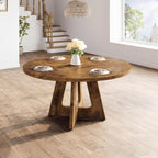 GAOMON 5-Piece 47.24" Round Dining Table Set with 4 Upholstered Dining Chairs, Space-Saving Kitchen Table for 4-6, Compact Dinette Set for Apartment, Living Room, Small Space, Dining Room