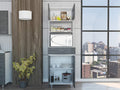 2-Shelf 1-Drawer Microwave Pantry Cabinet Smokey Oak and White,Buffet Kitchen Sideboard,for Kitchen,Dining Room,24.4 * 16.1 * 79.2