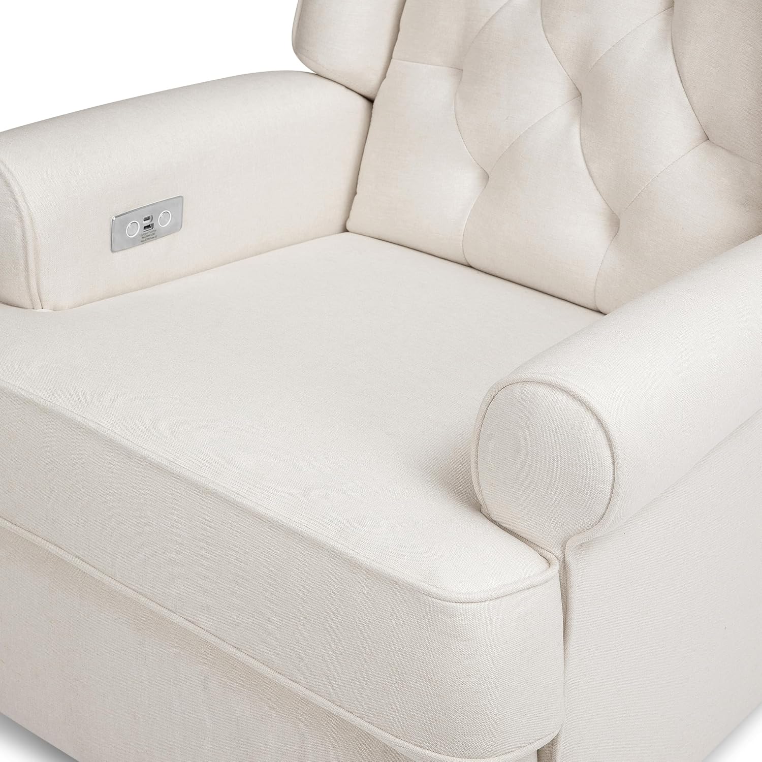 Namesake Harbour Electronic Recliner and Swivel Glider with USB Port in Performance Cream Eco-Weave, Water Repellent & Stain Resistant, Greenguard Gold & CertiPUR-US Certified
