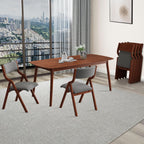 Ball & Cast Foldable Chair with Padded Seat,Wooden Portable Folding Dining Chair W/Ergonomically Designed Back and Cushion,Easy Carry,No Assembly Required,for Kitchen,Set of 2,Grey+Cherry