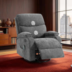 360° Swivel Rocking Recliner Chair, Massage Lazy Recliner, Small Spaces Recliner for Living Room, Bedroom and Nursery, Dark Gray Chenille