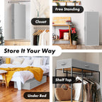 Simple Houseware 41.5" Wrapping Paper Storage Organizer - Fits 40 Rolls with Adjustable Straps, Interior Divider for Ribbons & Bows, 3 Clear Pockets for Gift Bags & Tools, 41.5''L x 16''W, Gray