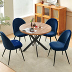 Homedot 5-Piece Kitchen Dining Table Set for 4 with Navy Blue Chairs Upholstered, Modern Round Dining Reception Table Set, Space-Saving Dinette Table Set for Apartment, Dining Room