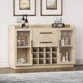 BELLEZE 55" Wine Cabinet, Sideboard Buffet with Wine Rack and Glass Holder, Home Coffee Bar Freestanding Liquor Cabinet with Display Glass Doors for Living Room, Dining Room - Marcel (White Lotus)
