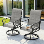 NUU GARDEN Patio Swivel Dining Chairs Set of 2, Outdoor Swivel Rocker Chairs with High Back Textilene Seat and Powder Coated Frame, for Lawn Porch Garden, Light Gray
