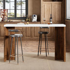 Bar Table for 4-6 People - 55” Long Counter Height Pub with Extra Thickened Tabletop, Modern Rectangular Home Bar Coffee Unit for Kitchen, Dining Room, Balcony, Living Room, Basement, White+Walnut
