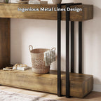 iPormis 42.5-Inch Console Table for Entryway, 2-Tier Sofa Table Behind Couch, Wood Entry Table with Storage & Metal Lines Base for Living Room, Hallway, Foyer, Rustic Brown