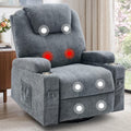 Korser Recliner Chair, 360° Manual Swivel Rocker Chair with Overstuffed Headrest, Rocking Chair with Massage and Heating, Lounge Chair with Cup Holders for Living Room, Bedroom, Nursery, RV, Chenille