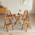 Vintage Bamboo Rattan Folding Dinging Chair - Portable Lightweight Retro Seat for Indoor, Outdoor, Patio, Wedding, Office, and Events (1, Brown, Oversized)