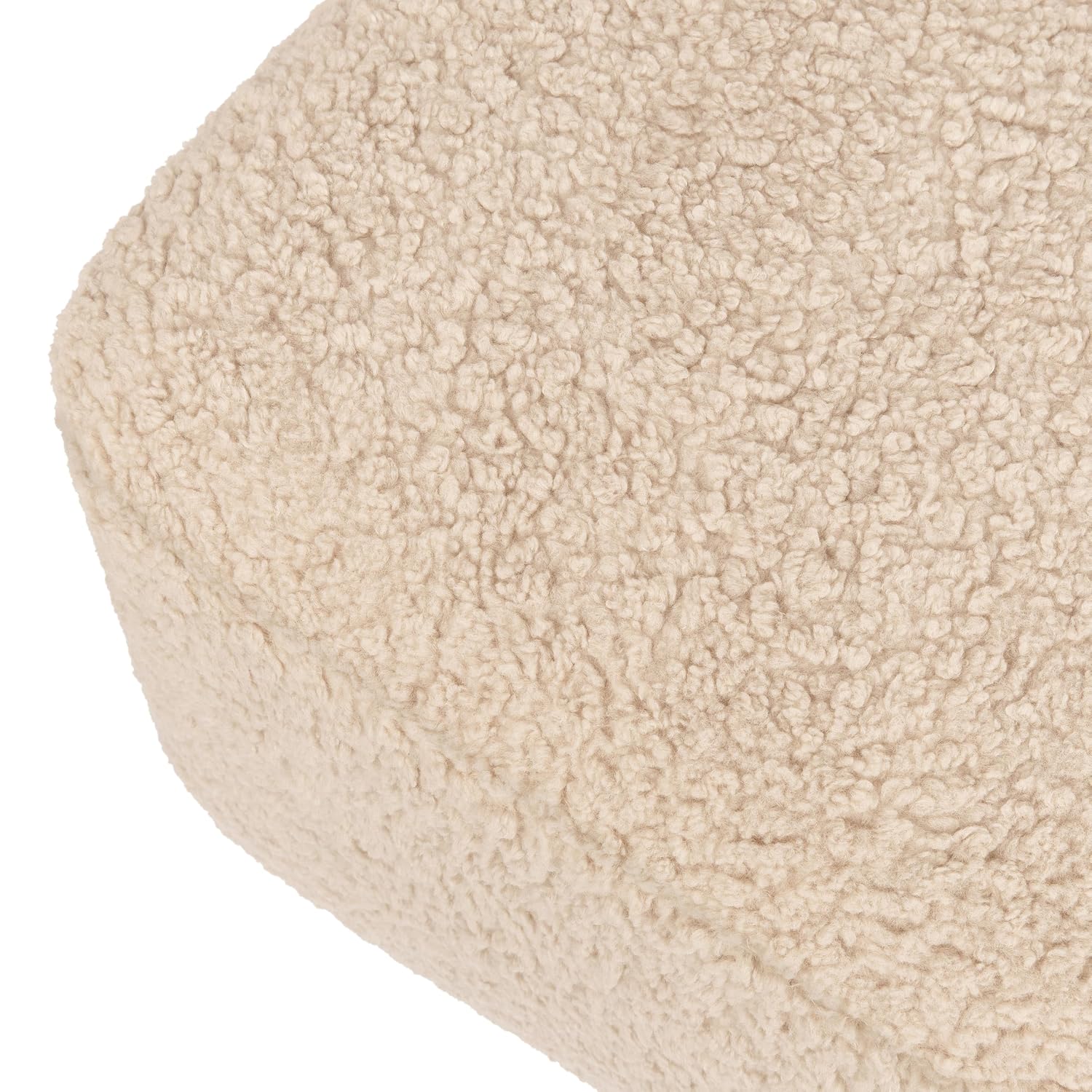 Babyletto Kiwi Gliding Ottoman in Chai Shearling with Dark Wood Base, Greenguard Gold and CertiPUR-US Certified