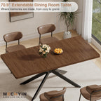 Extendable Dining Room Table for 4 6 8, 55"-70.9" Long Rectangle Kitchen Table,Wood Expandable Dining Table with Butterfly Leaf Self-Storing, Space Saving, For Kitchen Dining Living Room,Modern,Walnut