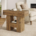 Tribesigns Farmhous End Table, 2-Tier Narrow Side Table with Storage Shelf for Living Room, Rustic Wooden Sofa Side Tables and Nightstand for Bedroom, Living Room, Apartment, Brown