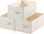 linen closet organizers and storage, Large Storage Baskets, washable, clothes organizer with handle, sweater organizer for closet (Beige, 15¾"x11¾ x9¾)