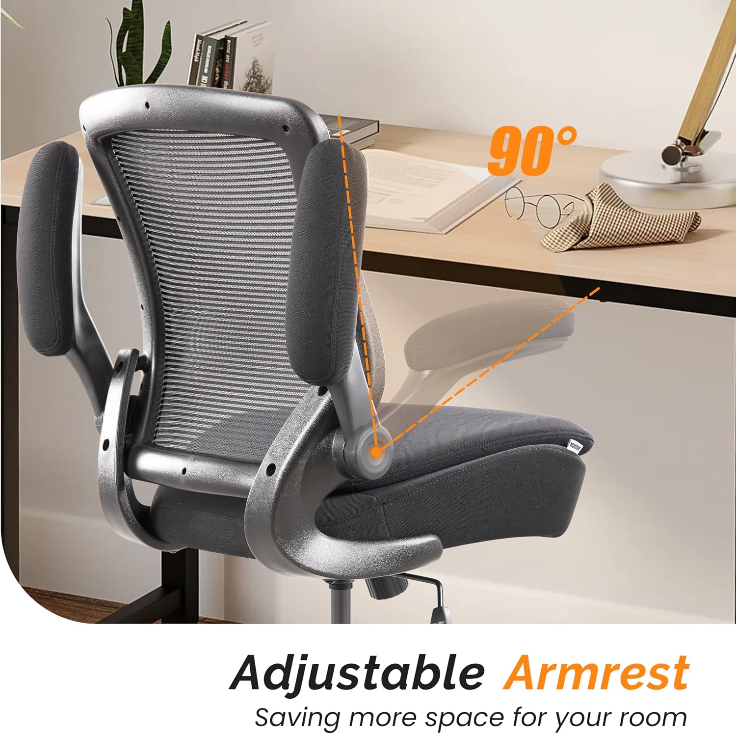 Drafting Chair Tall Office Chair, Ergonomic Standing Desk Computer Stools with, Flip-up Armrests, Adjustable Height and Big Foot-Ring, Comfortable Double Seat Cushion Foam Seat(Balck)