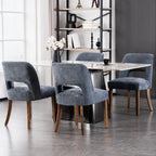 VKNOW Wooden Dining Chairs Set of 4, Modern Fabric Upholstered Dining Room Chair Kitchen Chairs, Farmhouse Dinner Chair for Kitchen Dining Room, Navy