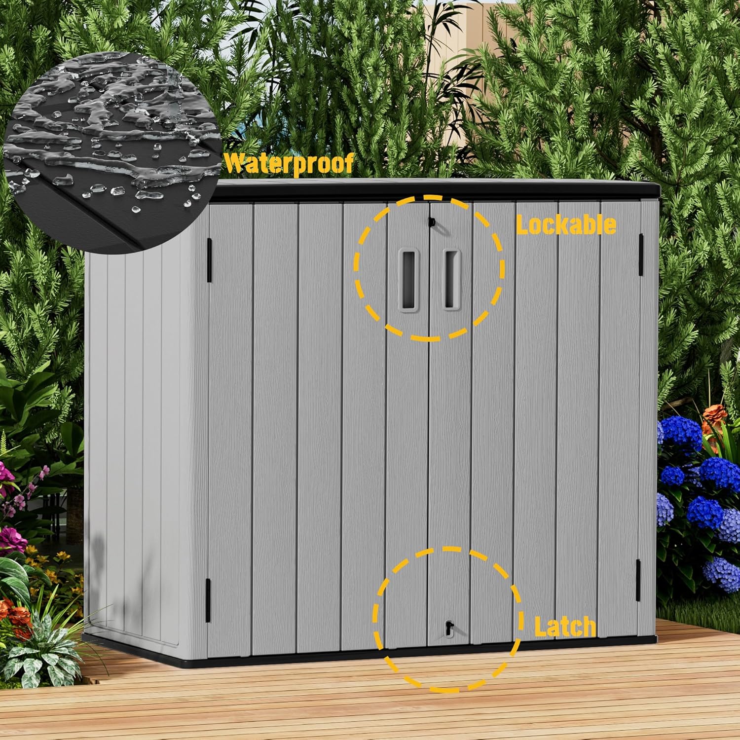 Mrosaa Large Outdoor Storage Box,Resin Sheds&Outdoor Storage Waterproof/Lockable,Outdoor Storage Cabinets for Balcony,Garage,Backyard (37Cu.ft-Pale Grey)