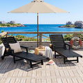 Garvee Lounge Chair Outdoor Set of 2 with Wheels & 5-Position Adjustable Backrest, Oversized Chaise Lounge with 2 Move Handle, HDPE Lounge Chair w/Detachable Cup Holder, for Patio, Pool,Black