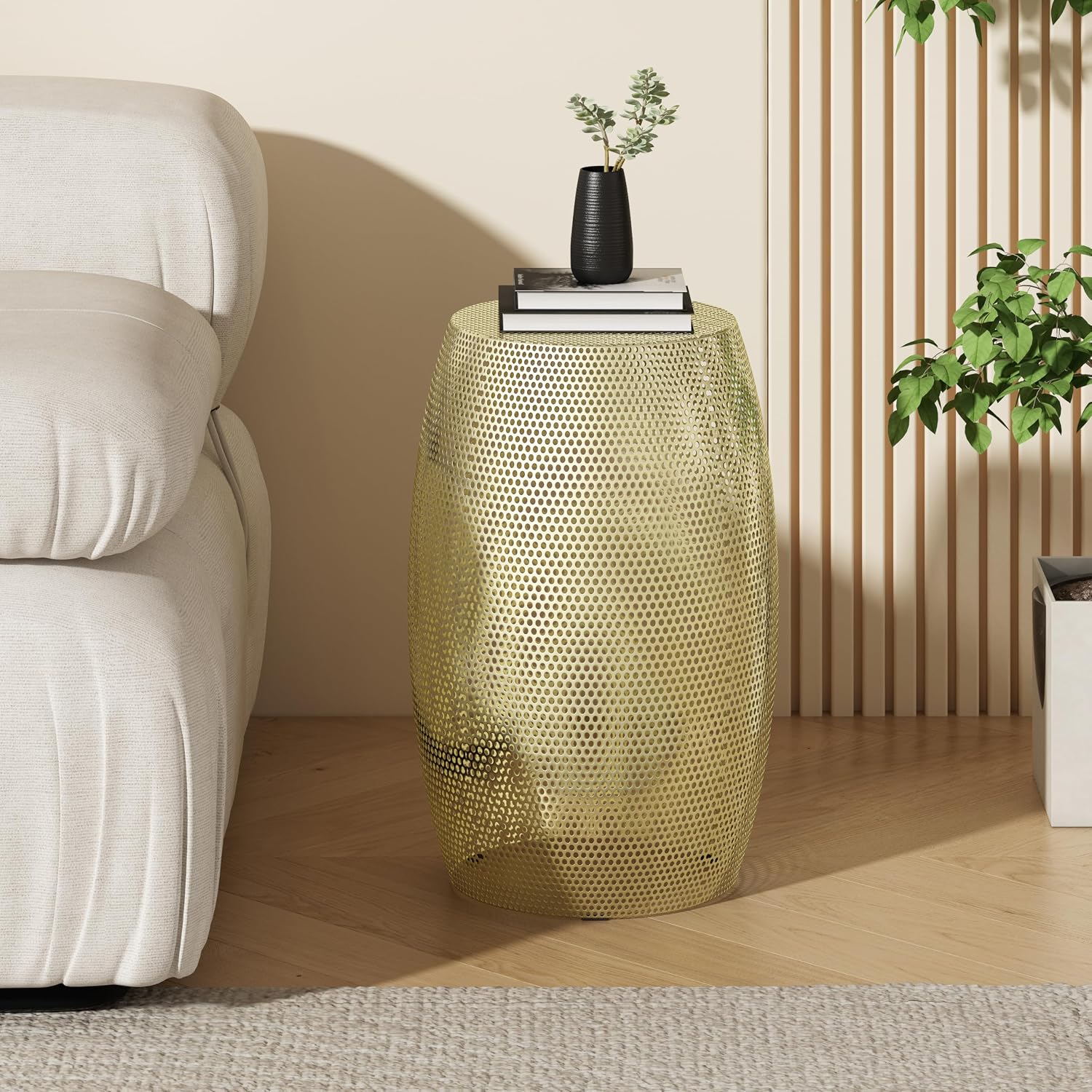 Round Metal Hollow Side Table