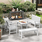Outdoor Console Table, 48" Weather Resistant HIPS Patio Side Table, 440LBS Weight Capacity, 2-Tier Multifunctional Buffet Bar Storage Organizer for Garden Deck, Gray