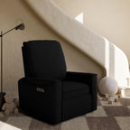 Storkcraft Santos Deluxe Power Recliner Swivel Glider, Premium Electronic Nursery Rocking Chair, Oeko-TEX 100 Certified, Includes Dual-USB Charging Port with USB-A & USB-C – (Black Boucle)