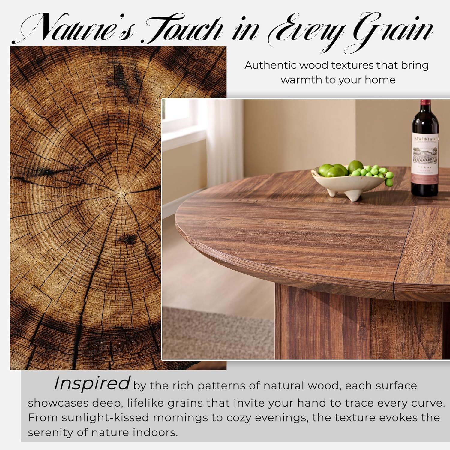 OKD 47 Inch Modern Wood Round Dining Table for 4, Dining Room Table with Stable Cross Pedestal Base & Thick Tabletop, Sturdy Circle Kitchen Table for Dinner Room, Kitchen, Nook, Rustic Walnut